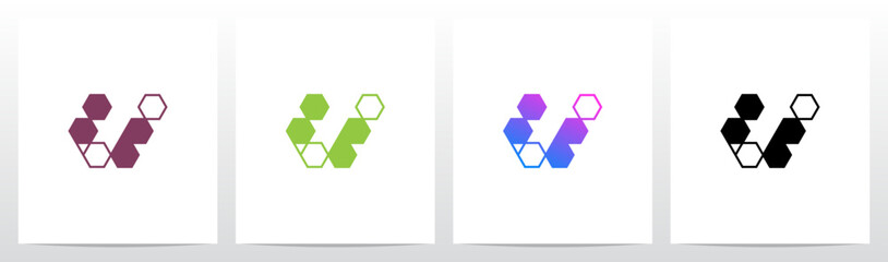 Fototapeta premium Hexagon Triangles Lines Geometric Letter Initial Logo Design U