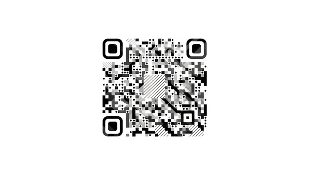 A distorted qr code image isolated on transparent background