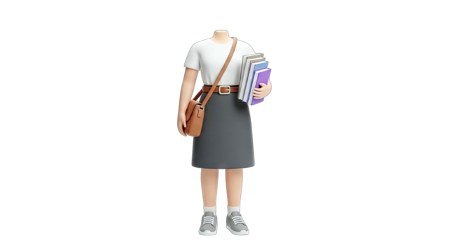 Student Holding Books with a Bag on White Background - Powered by Adobe