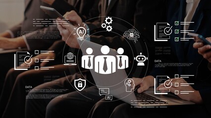 Business Team Collaboration with Digital Technology and Data Analysis in Modern Office Environment Gluon.