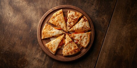 Chicken quesadilla appetizer with melted cheese and crispy edges on a dinner plate, highlighting savory preparation