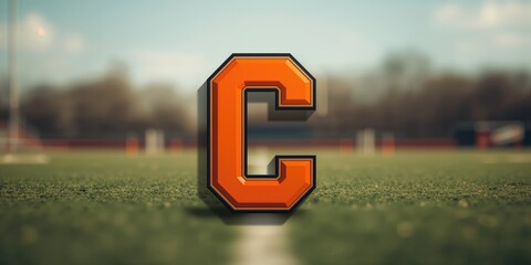 Image of a school sports letter in black and orange, serving as a background for athletic event signage, suitable for layout design
