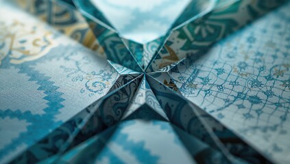 Macro shot of origami paper highlighting intricate folding techniques and design complexity, suitable for craft tutorials