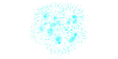 Dazzling teal fireworks burst in the dark night sky a vibrant celebration display of spectacular pyrotechnics for