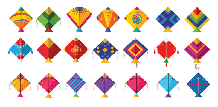 Decorative Indian festival kites collection for Makar Sankranti designs