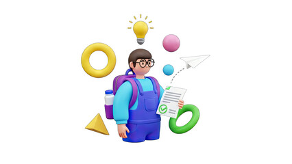 Naklejka premium Student with Ideas and Checklist - Education Concept