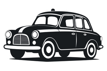 Classic vintage taxi automobile city travel line art design
