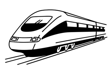 High speed train line drawing modern transportation travel concept