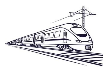Fast railway train outline illustration urban transport technology theme