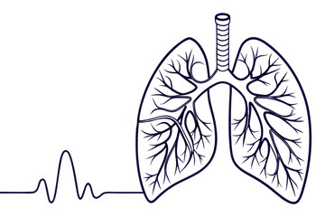 Minimalist human lungs outline medical health awareness illustration