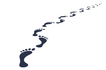 Human footprints steps line drawing journey path symbol illustration