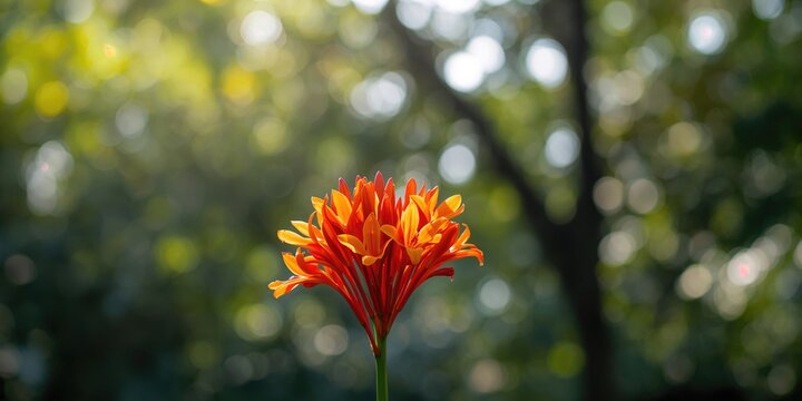 Saraca Indica flowers background with vibrant orange and red blooms, natural setting for botanical study, Earth Day