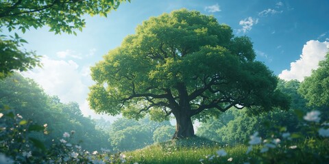 Camphor tree amidst lush forest setting supporting biodiversity, World Environment Day