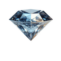 A large, clear, faceted diamond gemstone with reflections on transparent background