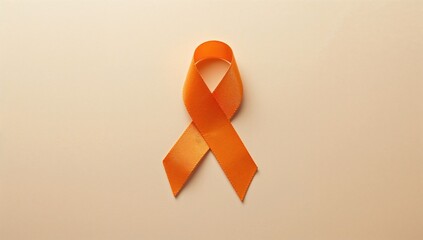 Beige background with orange awareness ribbon, serving as a visual element for health advocacy materials
