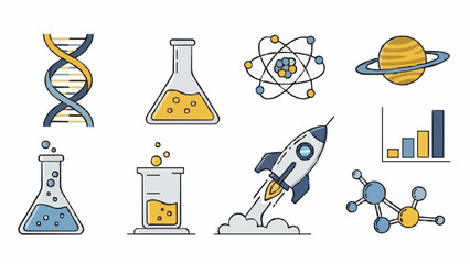 Dynamic Science and Research Icons Collection for Education, Technology, and Laboratory Concepts © Bunga