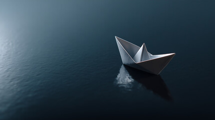 Obraz premium origami paper boat on the sea