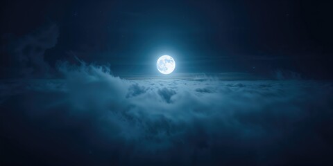 Night sky with full moon and cloud cover, natural light source for landscape setting, World Night Sky Awareness