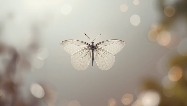 White long tail butterfly isolated, set of realistic tropical insects, wing pattern details, ideal for entomology research
