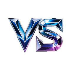 diamond cut chrome 3d vs icon with blue gradient, metallic versus badge for sports and gaming