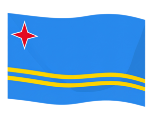 Flat Vector Illustration of Aruba Flag on Transparent Background