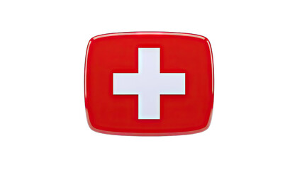Obraz premium Swiss Flag Icon: Red & White Cross on White Background