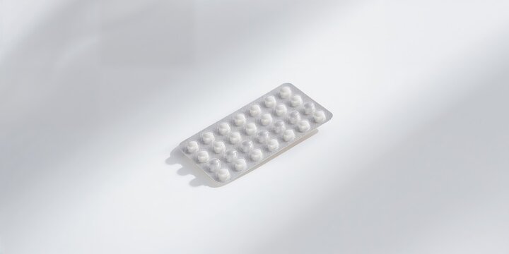 White background showing emergency contraceptive pills, medication for pregnancy prevention, World Contraception Day