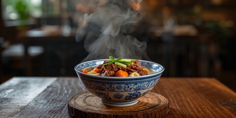 Vietnamese rice noodle soup with beef and green onions, focusing on nutrient balance and flavor profile