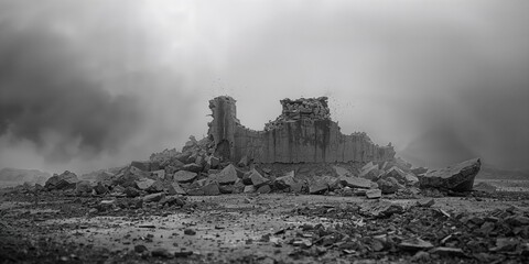 The grey ruins wall background, suitable for text and layout designs, urban decay theme