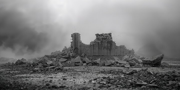 The grey ruins wall background, suitable for text and layout designs, urban decay theme