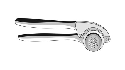 Garlic Press Kitchen Tool Illustration.
