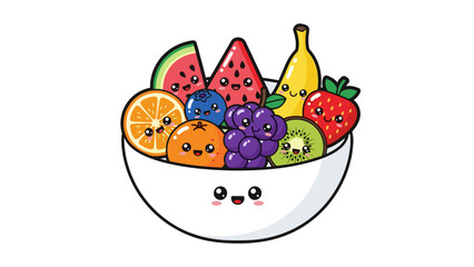 Fruit Salad in Cartoon Bowl.