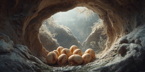 Fossilized eggs of Therizinosaurus from the Late Cretaceous, revealing dinosaur nesting behavior, Earth Day
