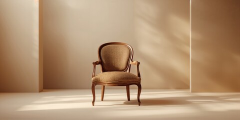 Wooden chair set against a plain background, suitable for UI layout or background use