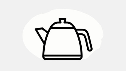 Simple Line Drawing of Kettle.