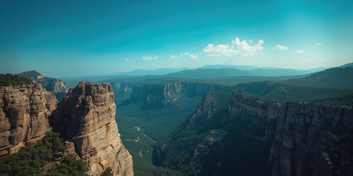 Landscape from above showing the valley within Taz Kanyonu Turkey, illustrating erosion patterns and seasonal shifts
