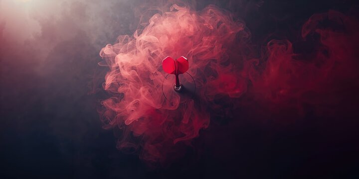 Precision dart strike on a smoky dartboard, illustrating concentration and skill, World Sports Day