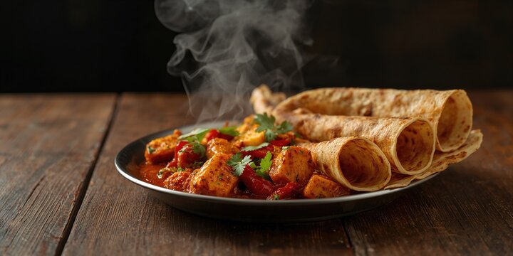 Chur chur naan alongside chili paneer, highlighting textured flatbread and spicy vegetarian dish