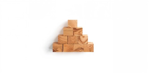 Obraz premium Isolated wooden blocks arranged in a stack on a white surface, suitable for craft safety and educational activities
