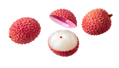  Dual Lychee Compositions Representing Exotic Tropical Fruit – isolated on transparent background