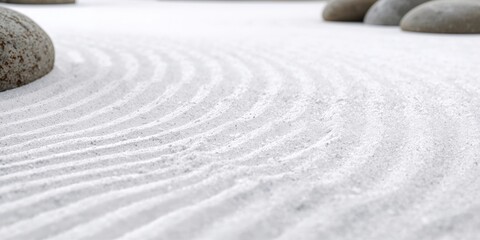 Obraz premium Close-up of a Zen sand pattern surface textures for background use