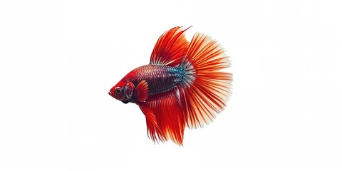 Fototapeta premium Siamese fighting fish isolated against a white backdrop, showcasing colorful scales and sleek form, World Aquatic Animal Day