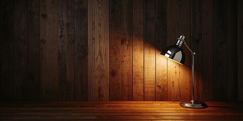 Lamp mounted on rustic wooden wall, focused on home decor and ambient lighting use, suitable for interior styling