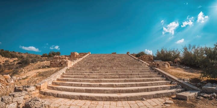 Ancient Minoan archaeological site with stone steps in Zakros, highlighting preservation efforts, Earth Day