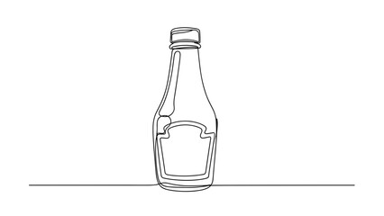 Outline of a ketchup bottle on a flat surface  