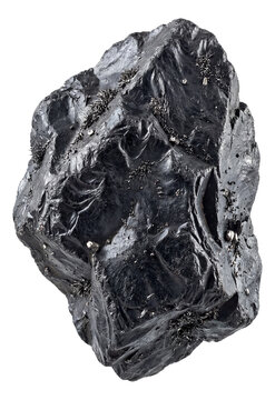 Dense black magnetite ore with magnetic properties.