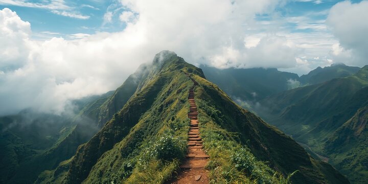 Oahu's Haiku Stairs trail, showcasing steep ascent and erosion concerns, Earth Day