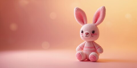 Obraz premium Crocheted bunny toy, crafted for safe play and soft texture in kids rooms