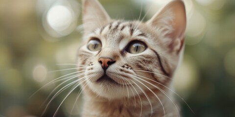 Tabby cat showing attentive stance, focusing on pet health and behavior, Animal Welfare Week
