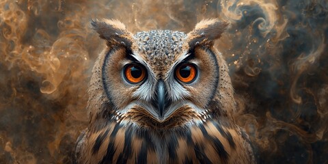 Animal portrait against a fractal background, visual complexity and nature patterns